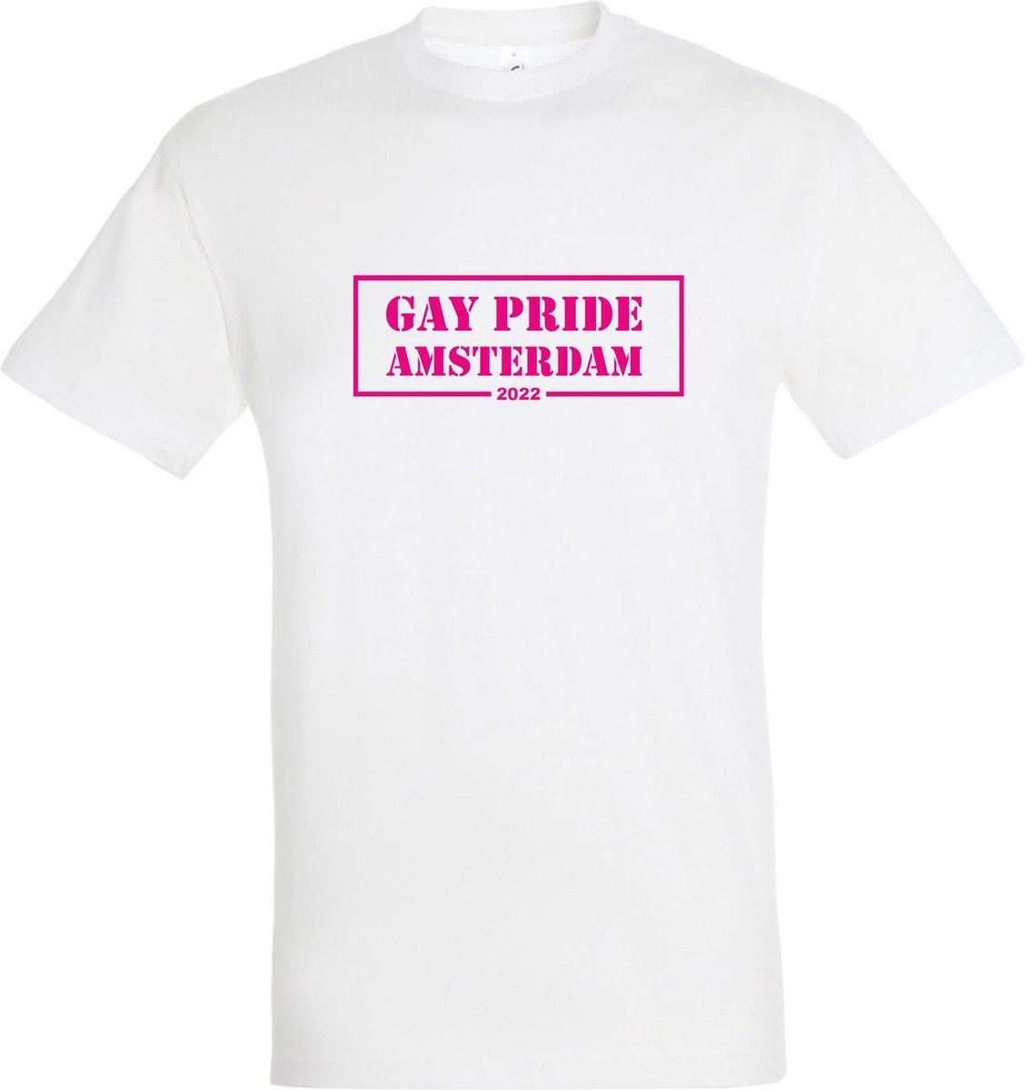 T-shirt Gay Pride Amsterdam 2022 | Regenboog vlag | Gay pride kleding | Pride shirt | Wit | maat XXL